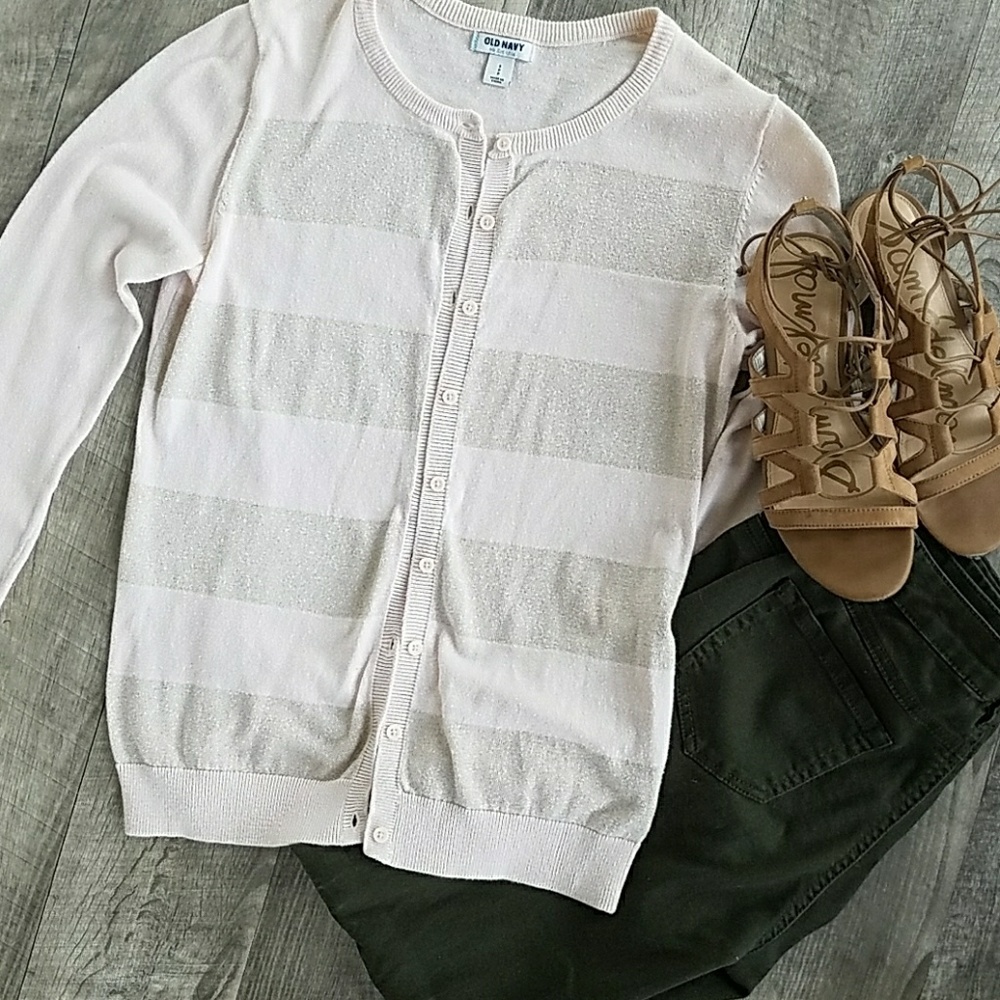NWOT Blush Pink Gold Stripped  Cardigan