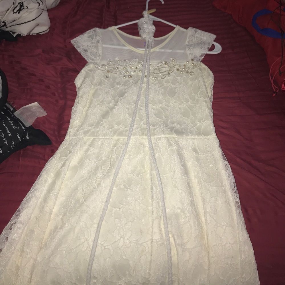 Hand made white dress with rope belt