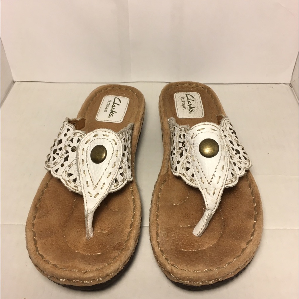 White clarks artisan thong sandals