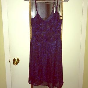 No Boundaries XL Blue & Black Leopard Ruffle Dress