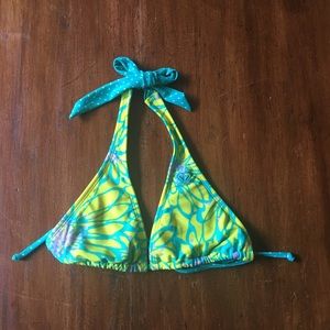 Roxy green and blue bikini top