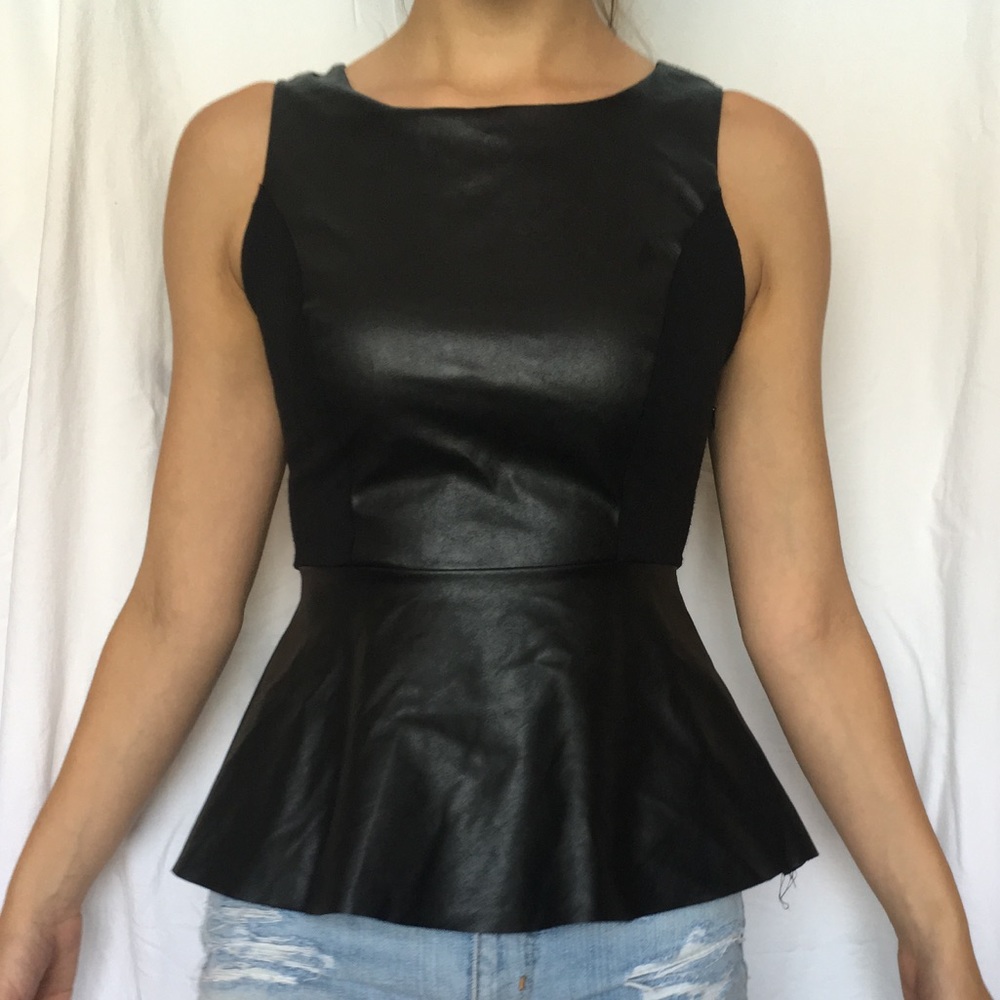 Faux leather peplum top by Forever 21