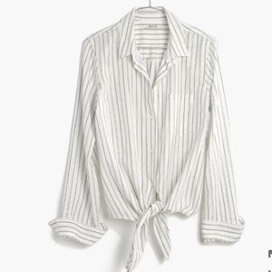 NEw Madewell tie-front blouse Alexa Chung top stri