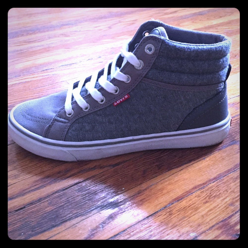 LEVI's Gray Mid-Top Canvas Sneakers, Sz 7, Worn 1x