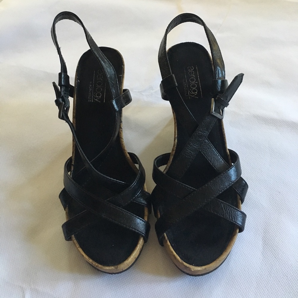 Aerology Wedges~ Black & Fabulous~ Size 7 1/2 💋💋 - Picture 2 of 8