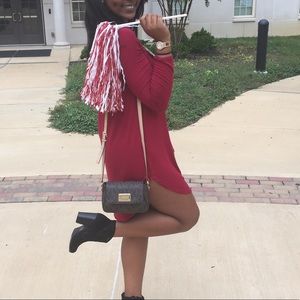 Cute, long sleeved, red boutique tshirt dress