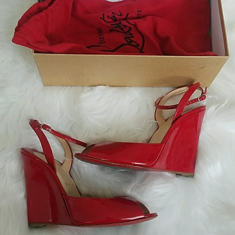 !SOLD! Christian Louboutin Peep Toe Wedges - Picture 3 of 5