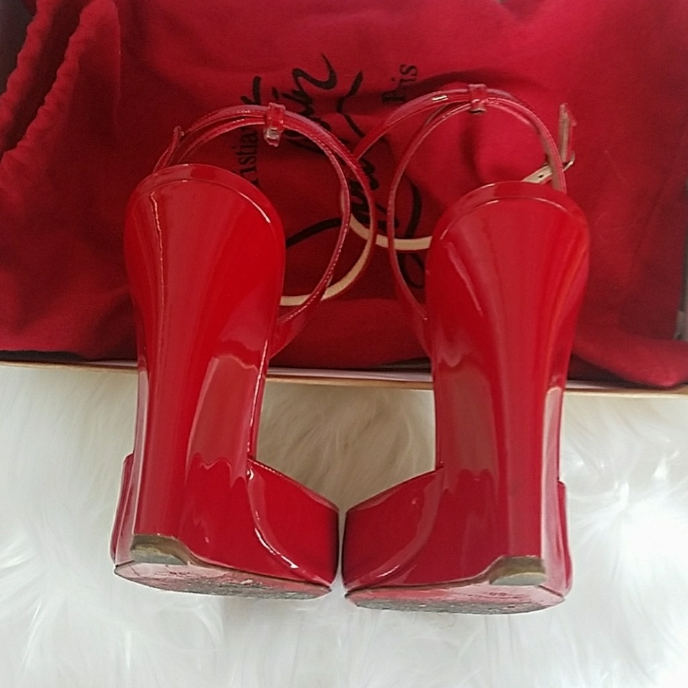 !SOLD! Christian Louboutin Peep Toe Wedges - Picture 4 of 5