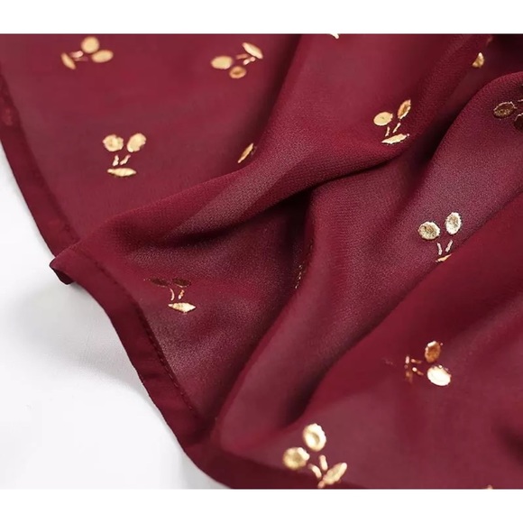 ✨🍒Trendy gold cherry romper /jumper burgundy/wine - Picture 4 of 4