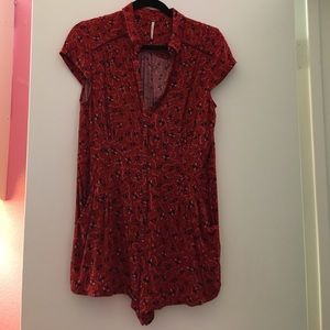Cherry red romper with design
