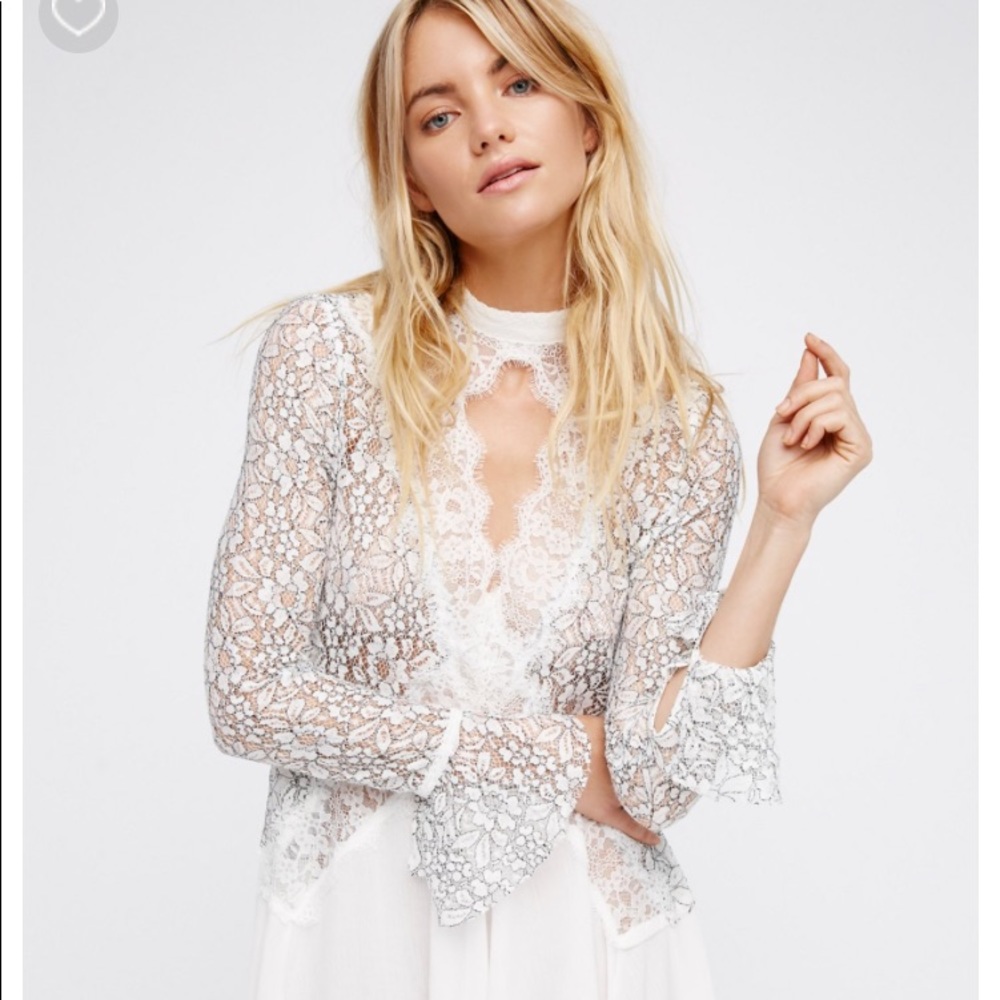 Secret origin pieced lace tunic