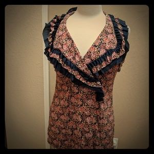 Anthropologie One September Ruffled Floral Top