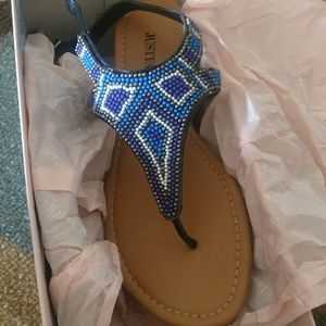 Black Beaded Sandals NWT