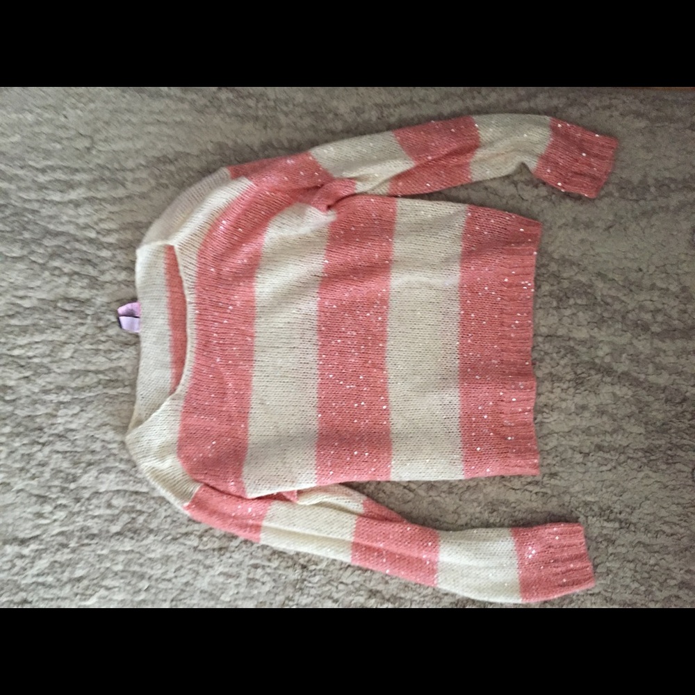 Pink and white sparkly sweater