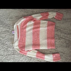 Pink and white sparkly sweater