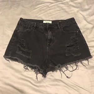 Pac Sun Black Destroyed Denim Shorts