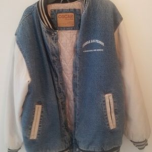 Jean letterman jacket with NM logo