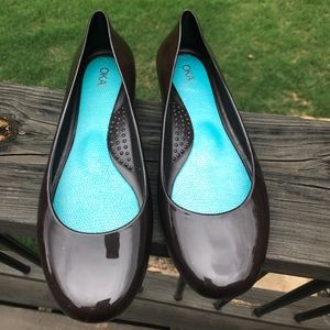 OKA-b chocolate Brown rain ballet flats