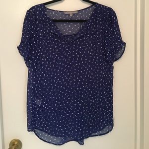 MOVINGSALE💓 Blue Blouse White Hearts