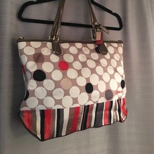 Polka dotted COACH tote