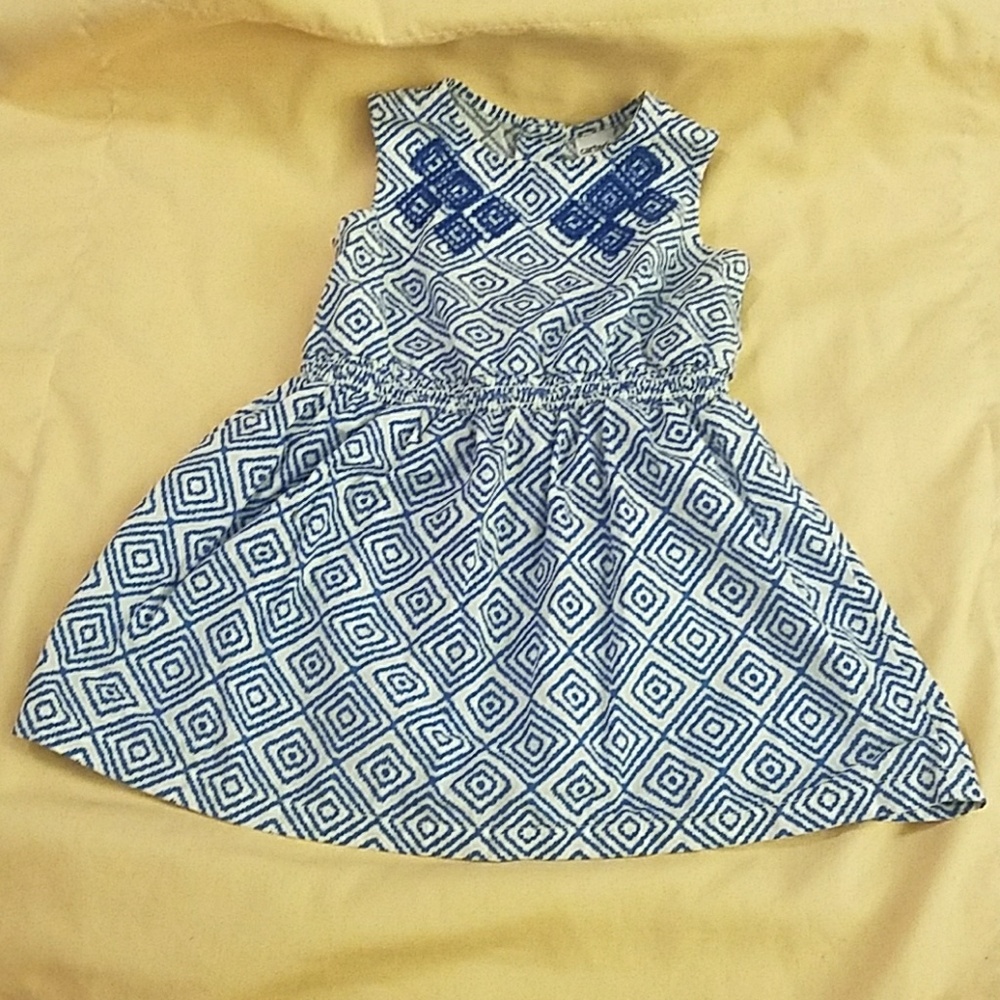 Blue and white tribal print dress
