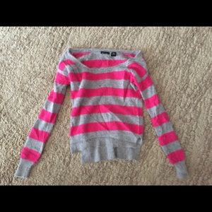 Pink and grey striped sweater