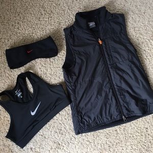 Nike workout bundle vest sports bra sweatband