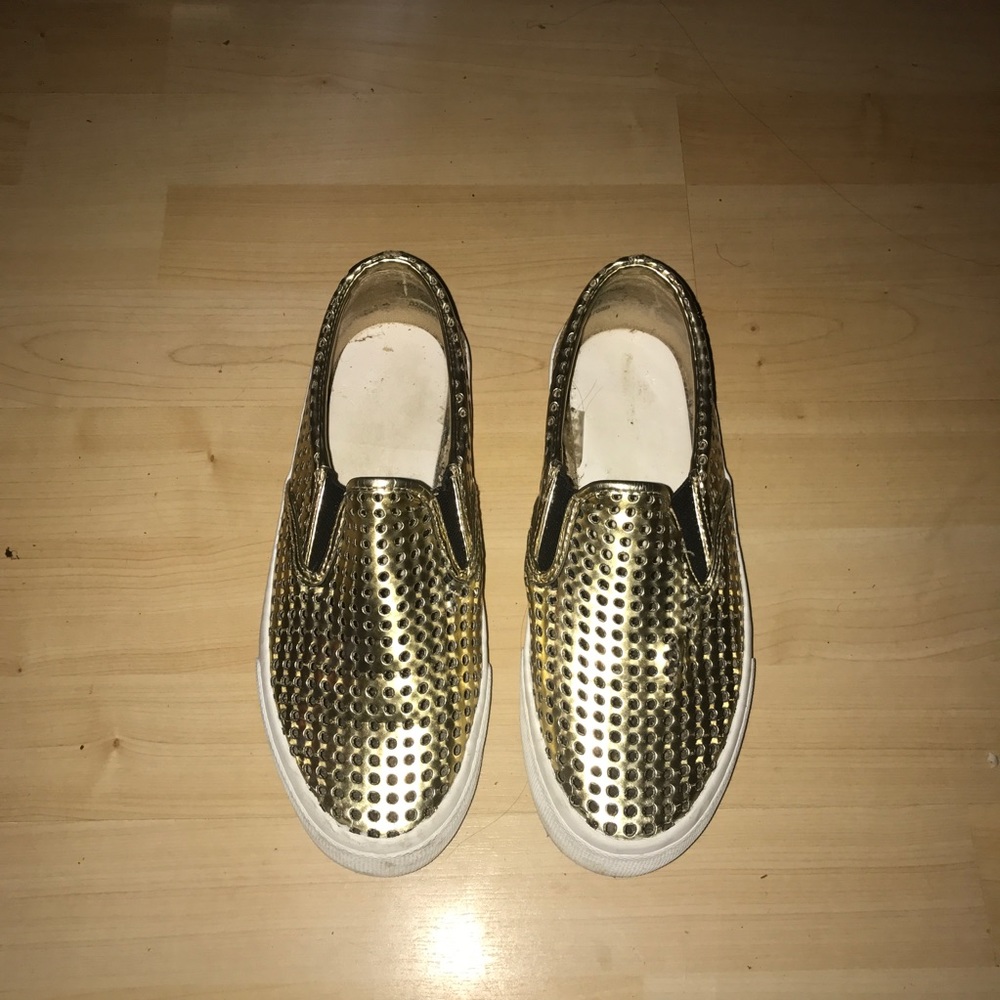 Gold slip on shoes