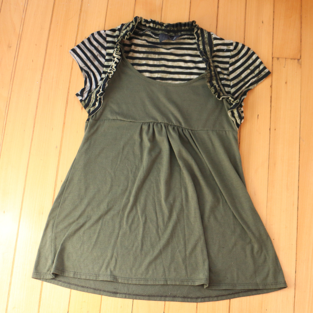 Olive Green/Striped Top