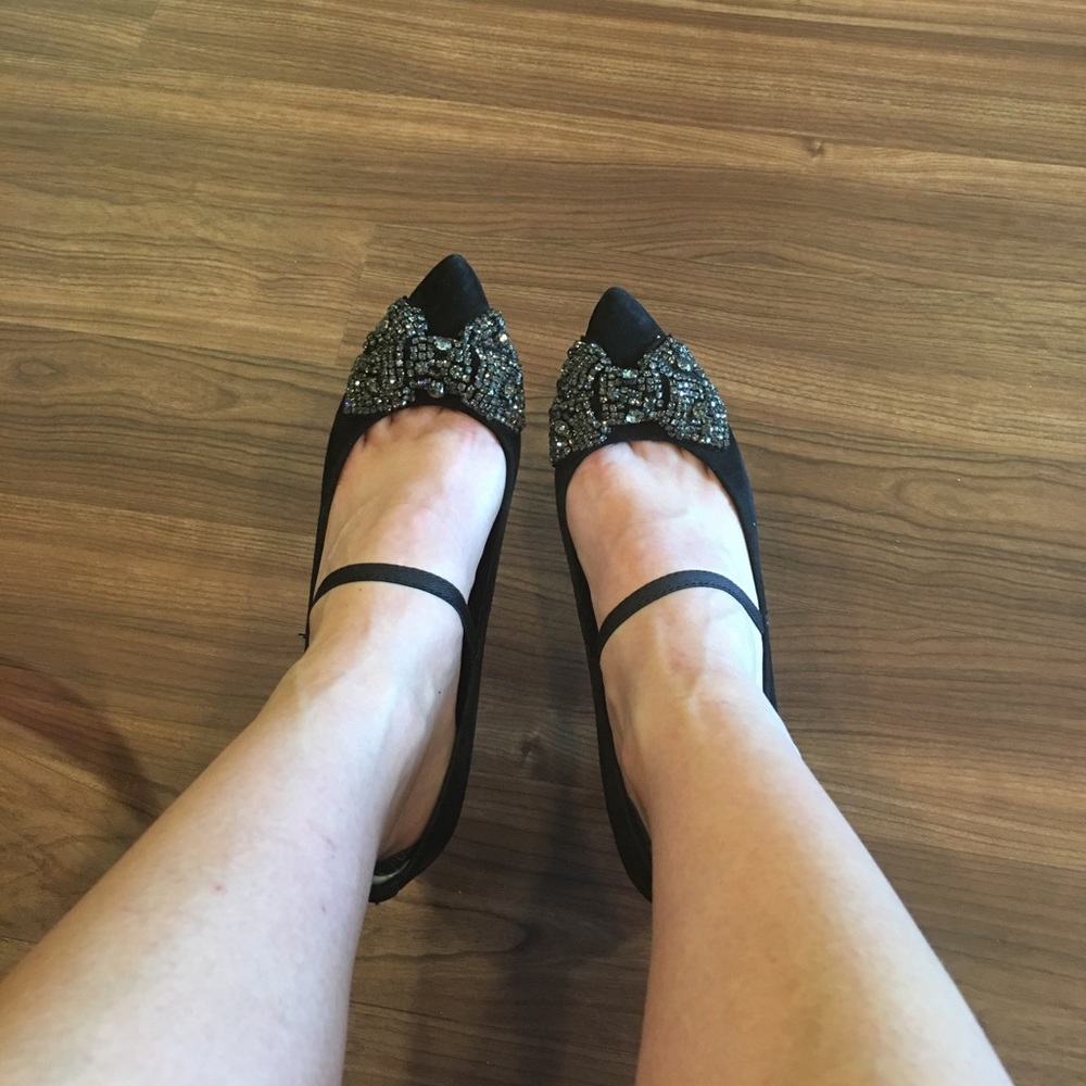 Black suede pumps