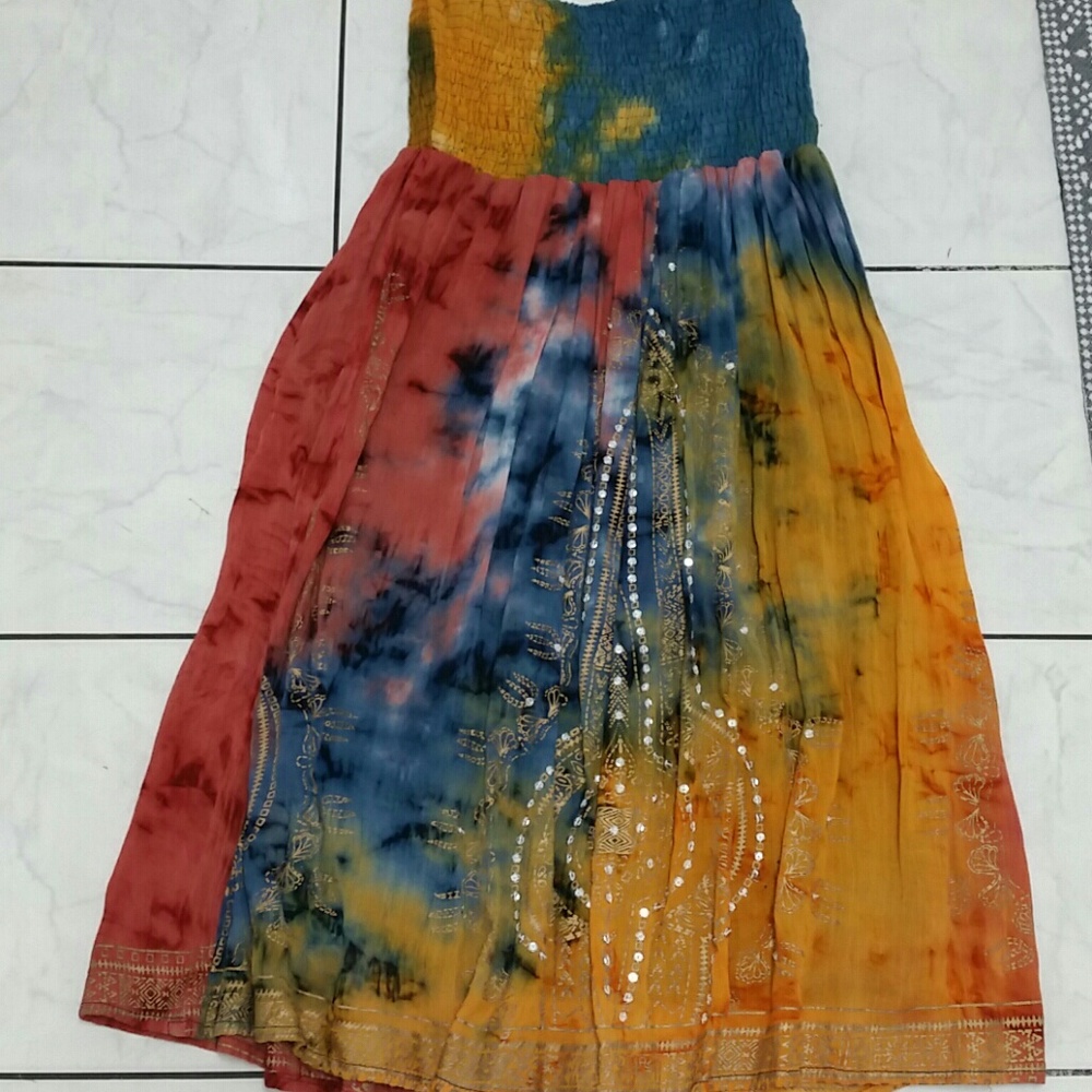 Strapless tie-dye dress size M multicolor