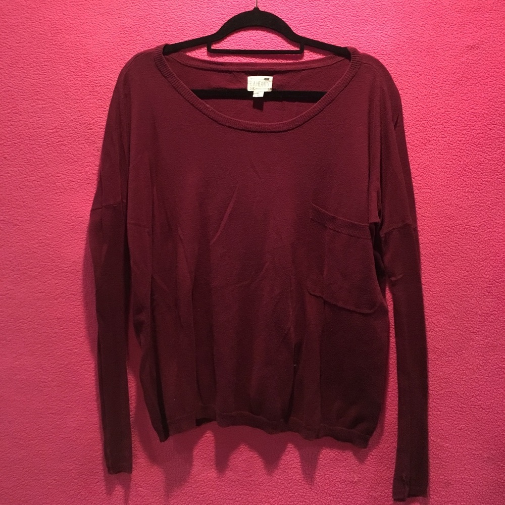 Pacsun Burgundy Breast Pocket Sweater