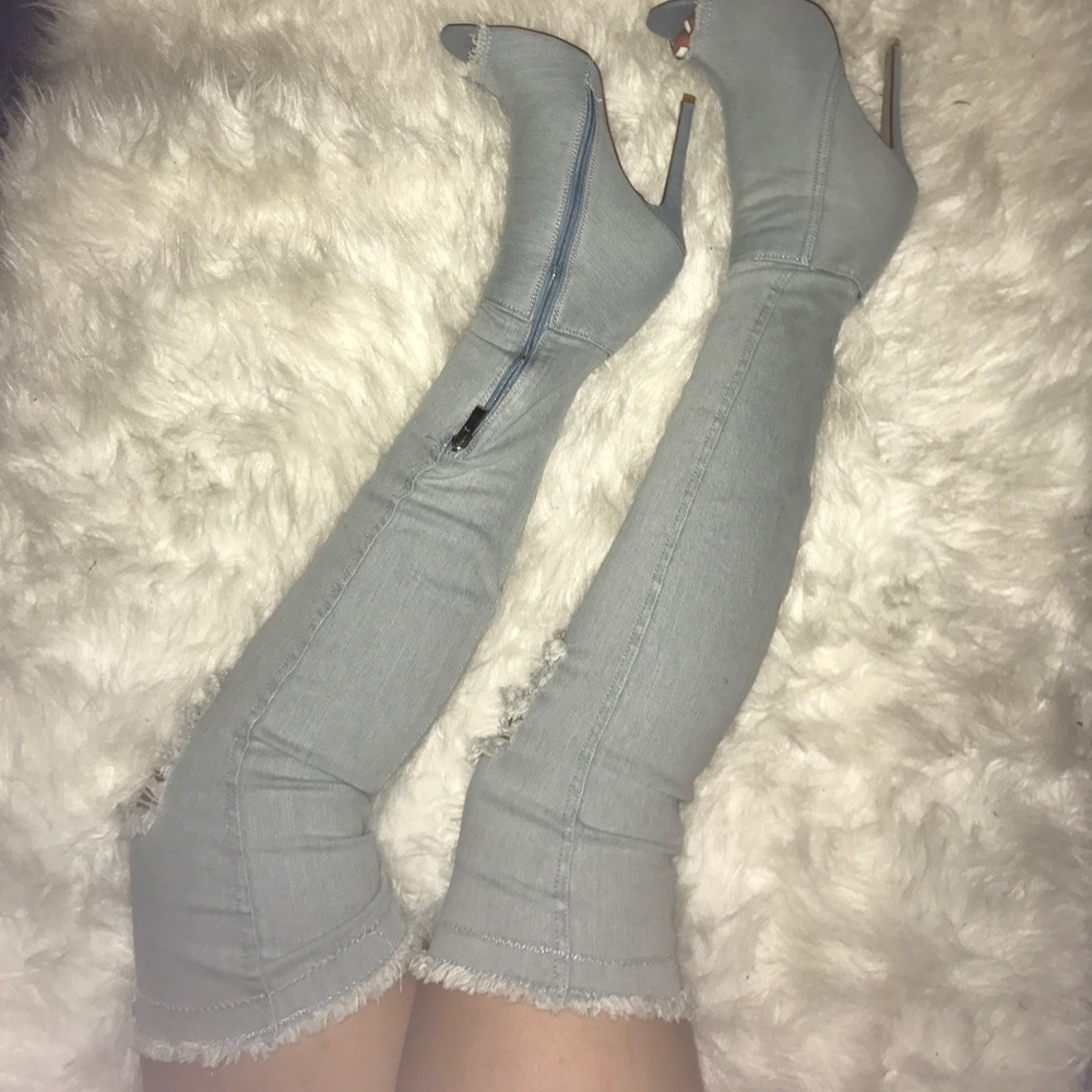 Over the knee jean boots