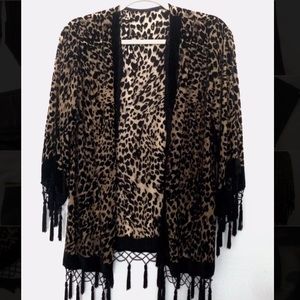 Animal print coverup with beading detail @ the hem