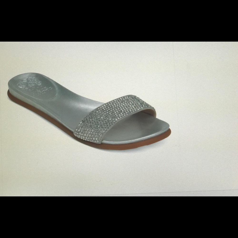 Vince Camuto leather metallic slides