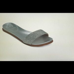 Vince Camuto leather metallic slides