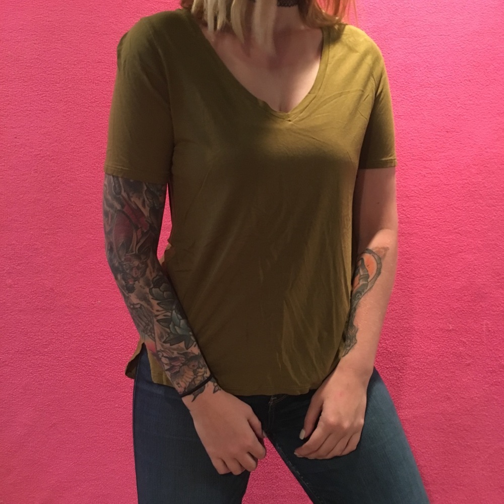 Olive Green Old Navy V Neck T-Shirt