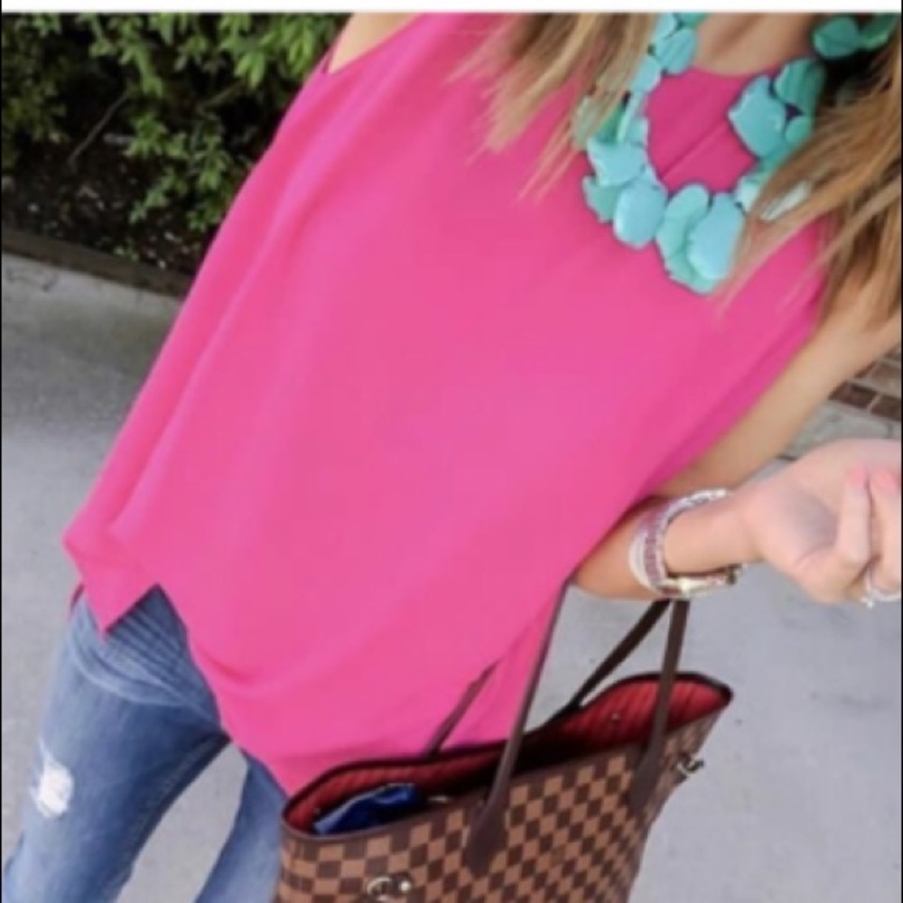 Hot Pink Sleeveless Tank Blouse