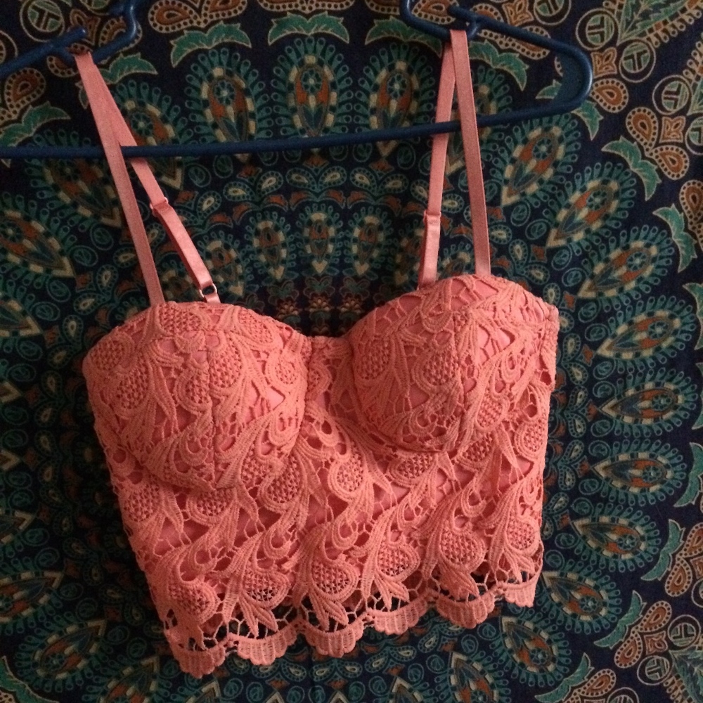 Coral Lace Crop Top
