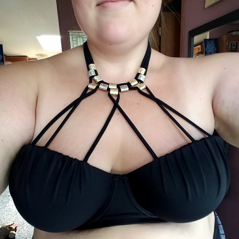 Strappy black bikini top
