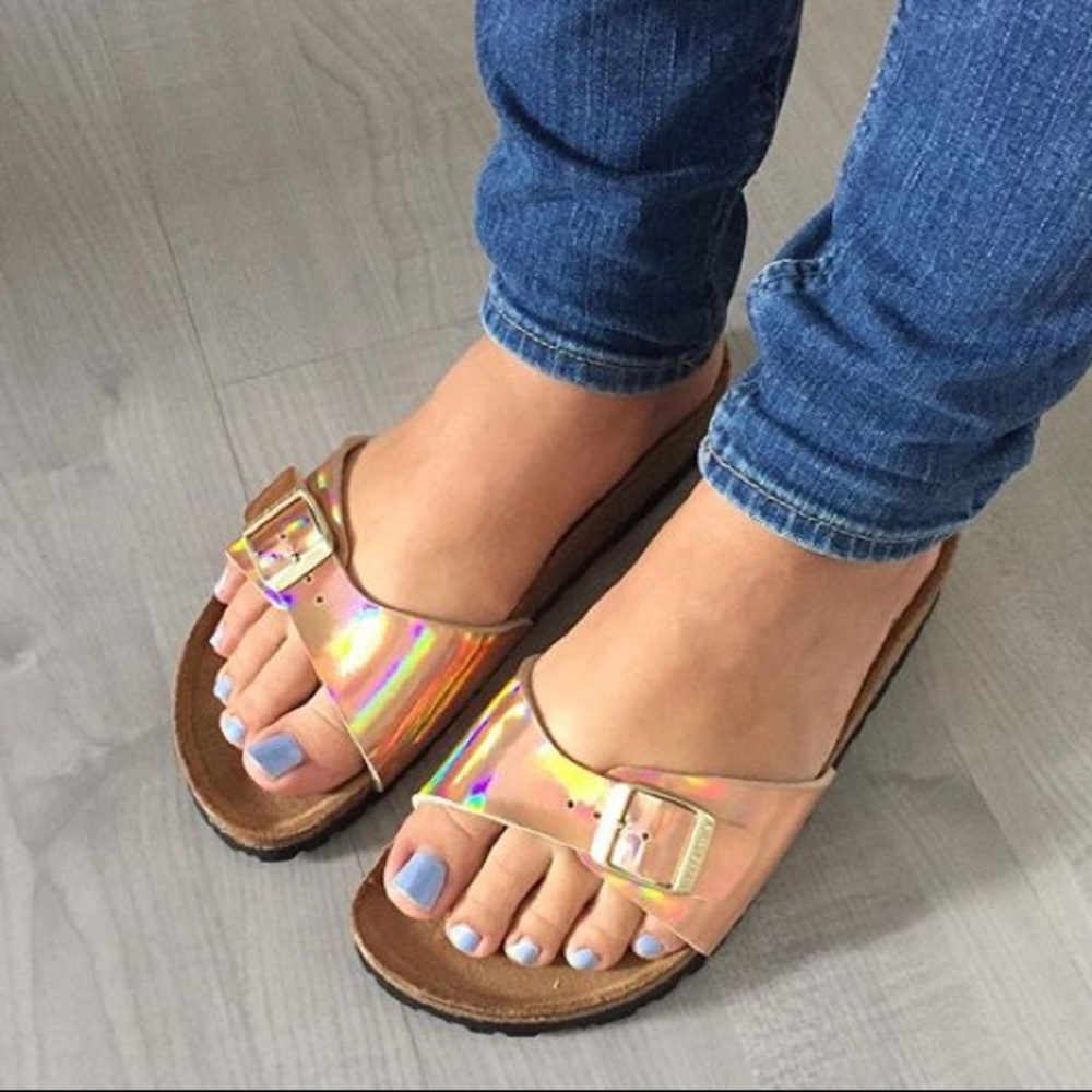 NWT Birkenstock Madrid Rose Gold 36 Sandals Mirror