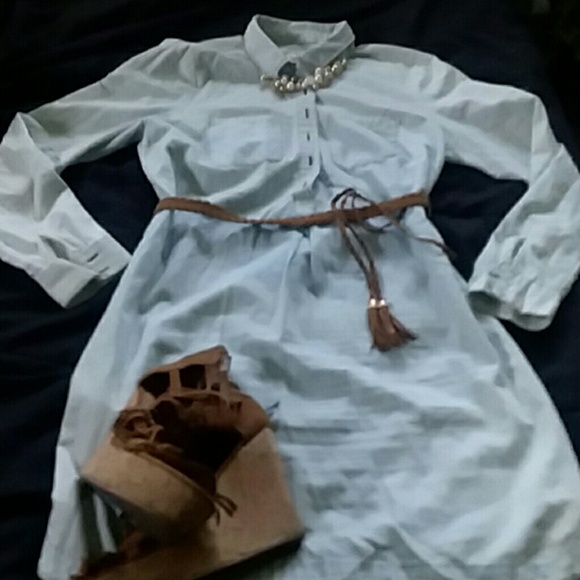 Light Sky Blue Denim Dress - Picture 2 of 2