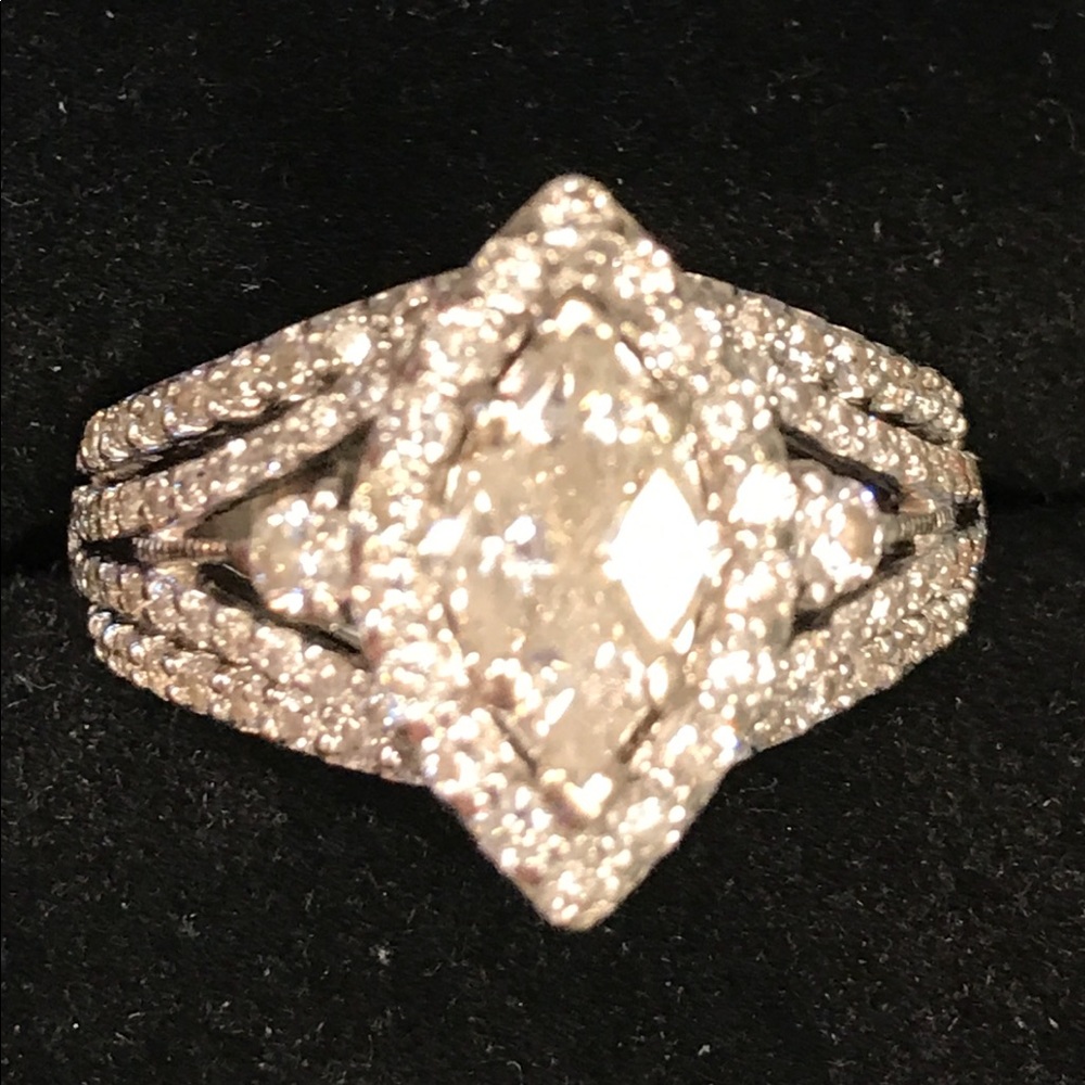 Sold 14 k white diamond ring. Size 7