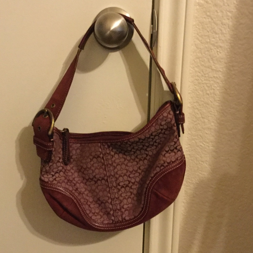 Burgundy Coach hobo handbag