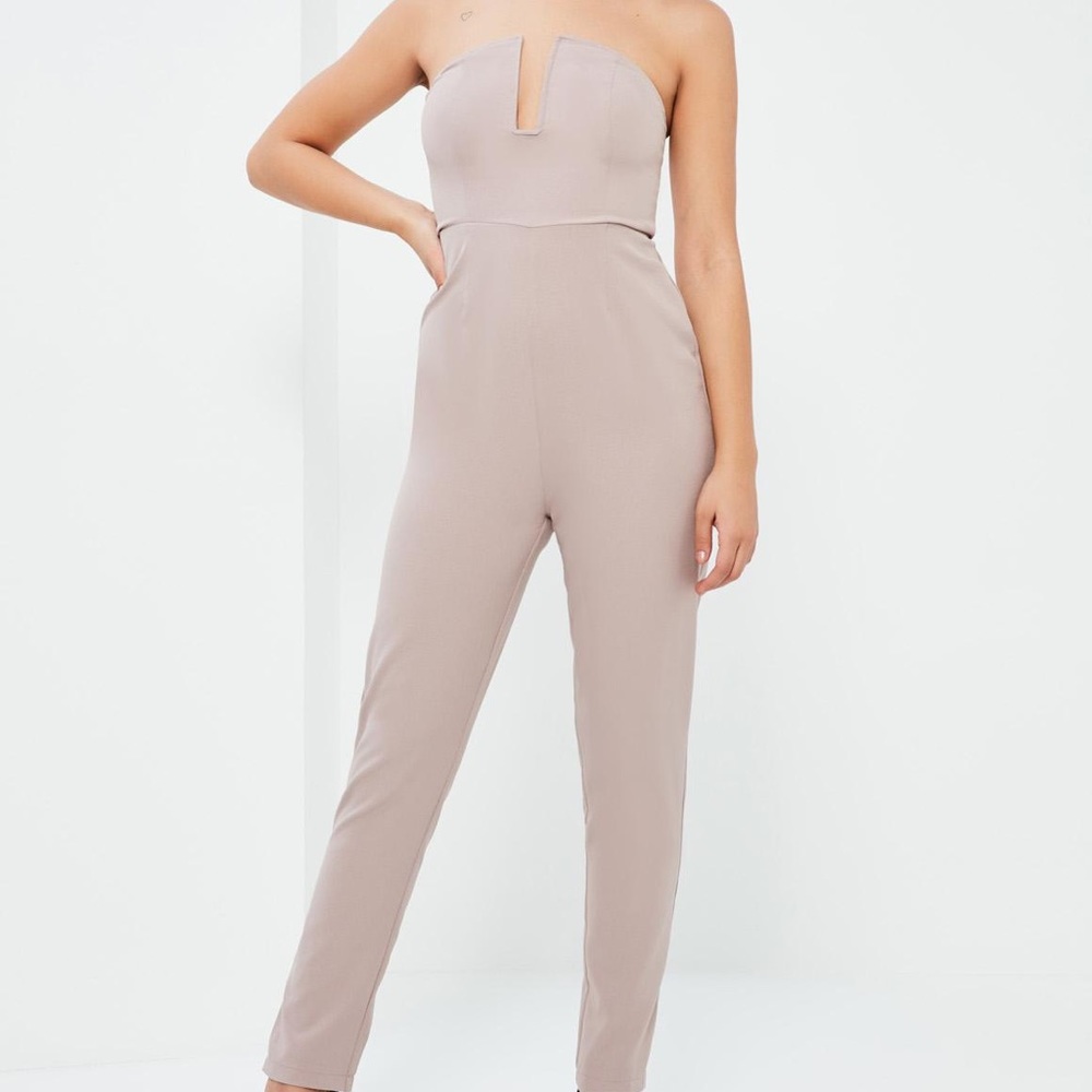 Misguided Mauve plunge jumpsuit
