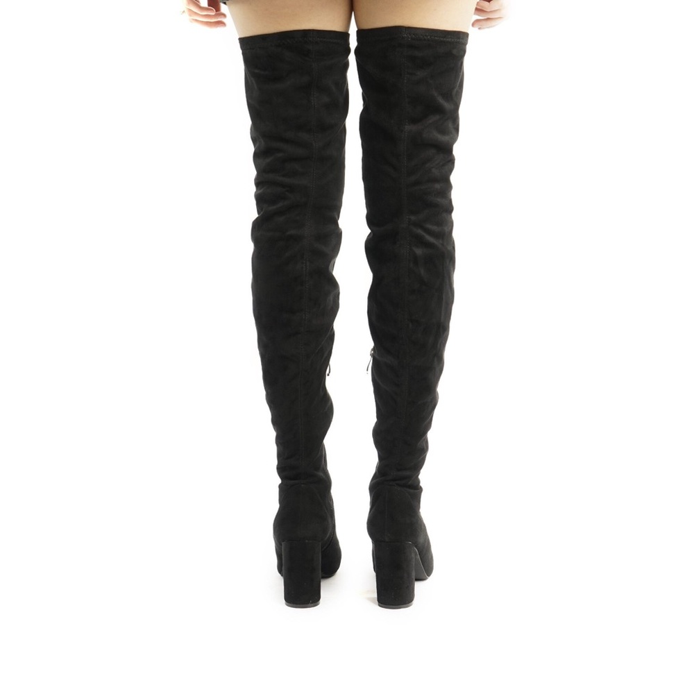 Black Suede Over The Knee Boots - Picture 3 of 4