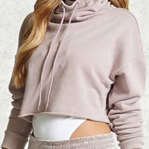 Cropped cowl neck sweater