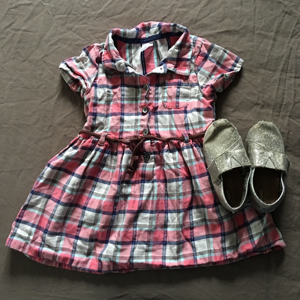 Carters Pink Plaid button up dress