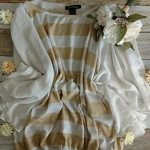 Ashley Stewart White and Gold Blouse Sz. 22/24