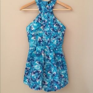 Hope's teal & blue halter romper size small